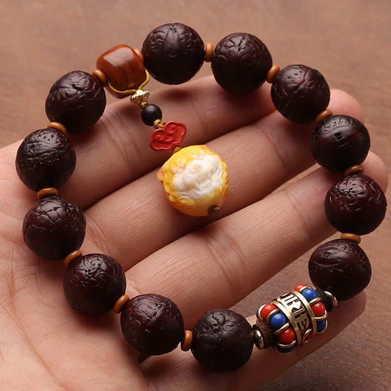 KarmaRipple's Tibetan Bodhi Seed Agate Bead Fortune Wealth Tassel Talisman Wrist Mala p17