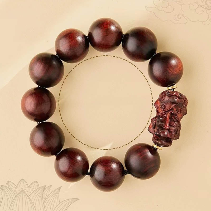KarmaRipple's Small Leaf Red Sandalwood PiXiu Protection Bracelet p3