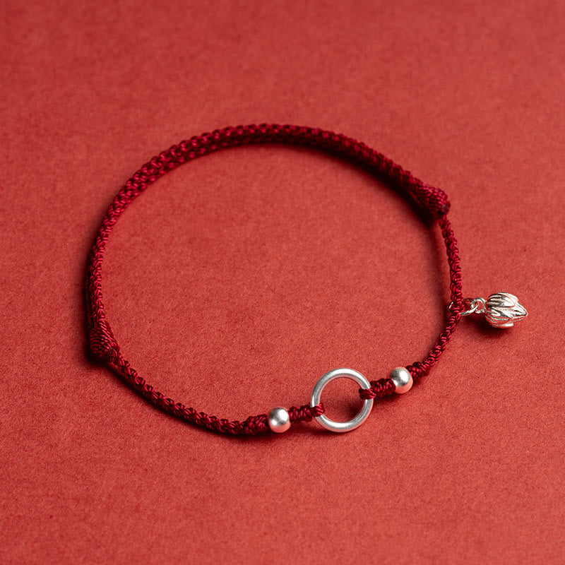 KarmaRipple's 925 Sterling Silver Fortunate Fortune Peace Joy Lotus Peace Buckle Red String Bracelet p3