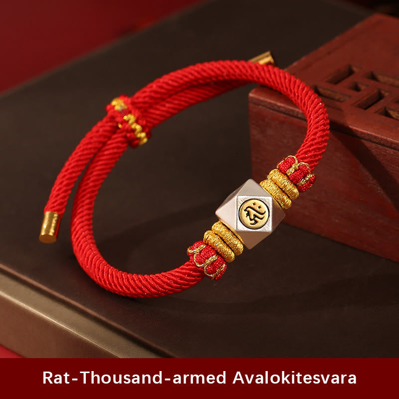 KarmaRipple's 999 Sterling Silver Chinese Zodiac Natal Buddha Red Rope Fortune Strength Handcrafted Kids Bracelet p29