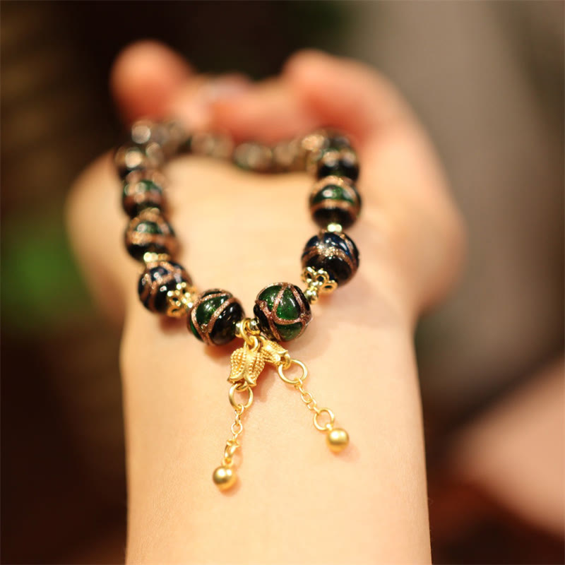 KarmaRipple's Tibetan Gold Swallowing Beast Family Five God Of Wealth Thangka Fortune Bead Bracelet p3