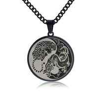 KarmaRipple's Tiger Dragon Titanium Steel Chain Pendant Balance Necklace