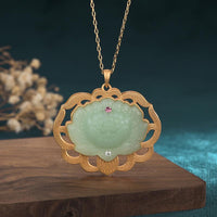 KarmaRipple's Authentic Jade Lotus Balance Pendant Necklace