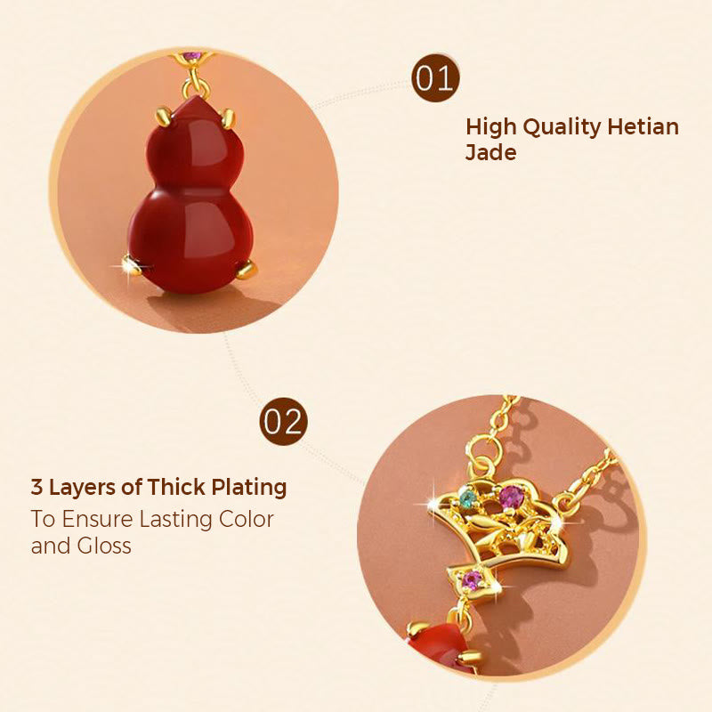 KarmaRipple's 925 Sterling Silver Red Agate Gourd Auspicious Clouds Confidence Bracelet Pendant Necklace Earrings Set p8