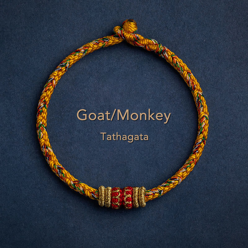 KarmaRipple's Tibet Handmade Chinese Zodiac Natal Buddha Fortune Strength Woven String Bracelet p52