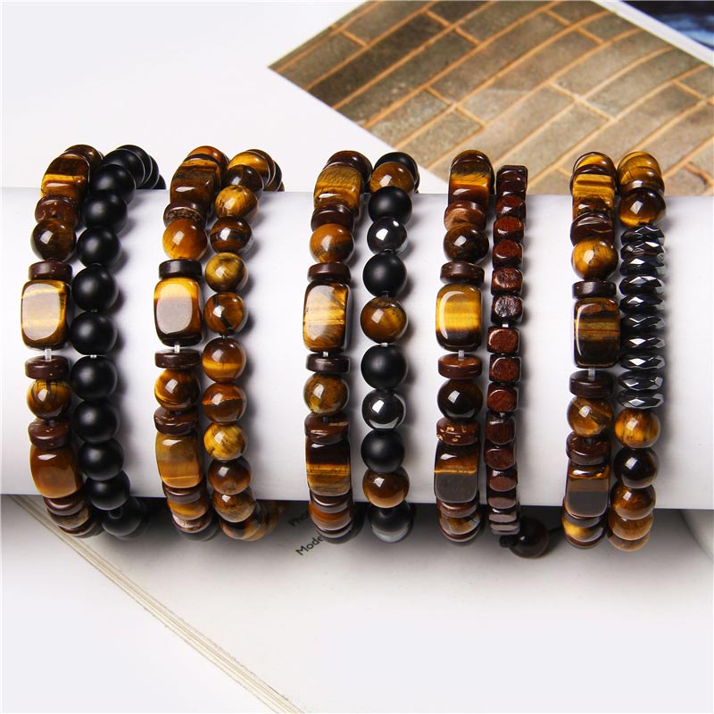 KarmaRipple's Tiger Eye Frosted Stone Hematite Courage Bracelet p12