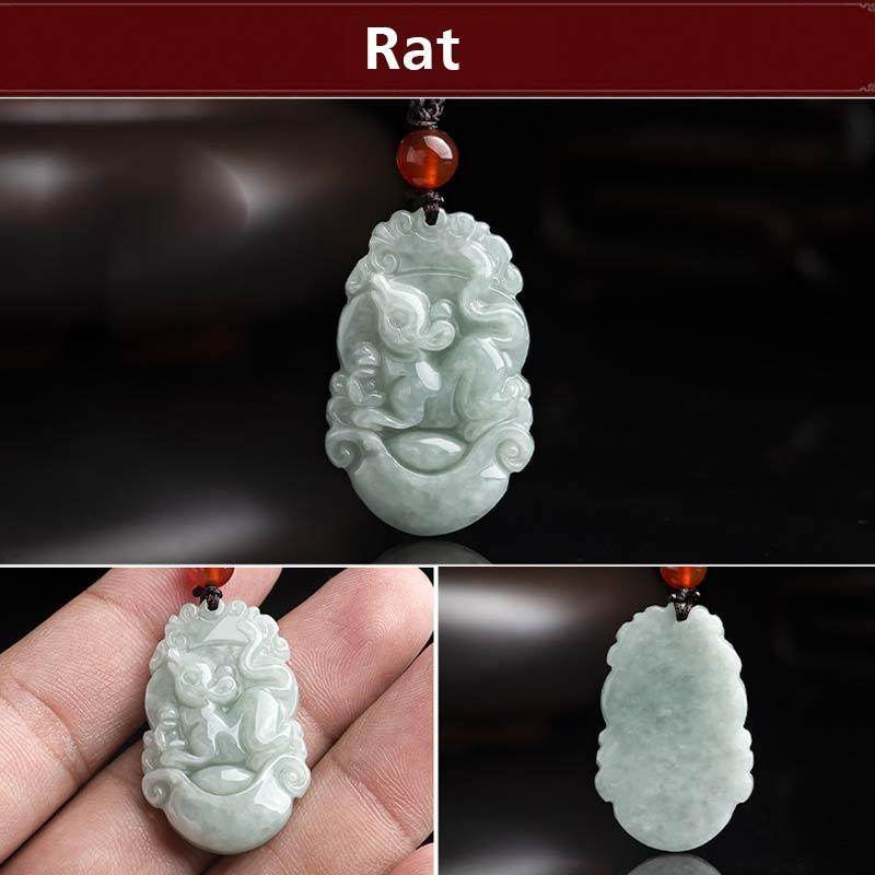 KarmaRipple's Authentic Jade 12 Chinese Zodiac Sucess Necklace Pendant p1