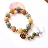 KarmaRipple's Bodhi Seed Lotus Green Sandalwood Wisdom Balance Bracelet