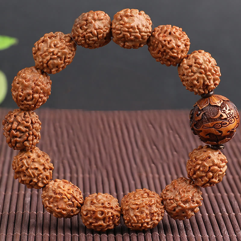 KarmaRipple's Tibet Rudraksha Bodhi Seed PiXiu Bronze Coin Wealth Fortune Bracelet p5