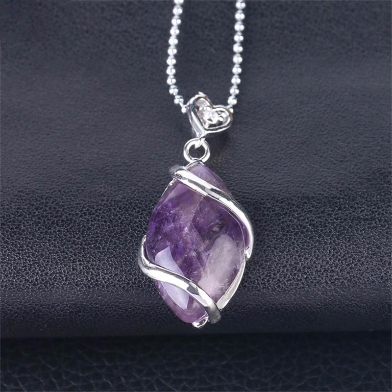 KarmaRipple's Marquise Pattern Authentic Gemstone Stone Talisman Pendant Necklace p35