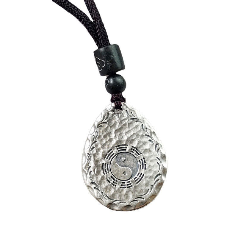 KarmaRipple's Vintage 999 Sterling Silver Yin Yang Bagua Water Drop Design Balance Balance Pendant Necklace p14