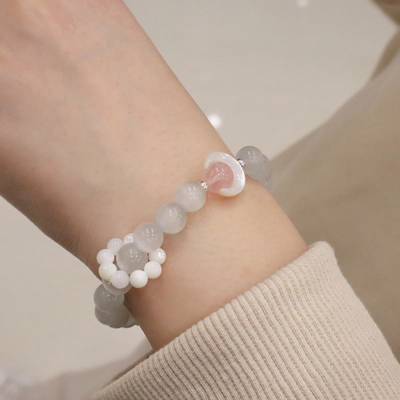 KarmaRipple's 925 Sterling Silver Authentic Amethyst Aquamarine Pink Gemstone Cat's Eye Balancing Crescent Moon Bracelet p20