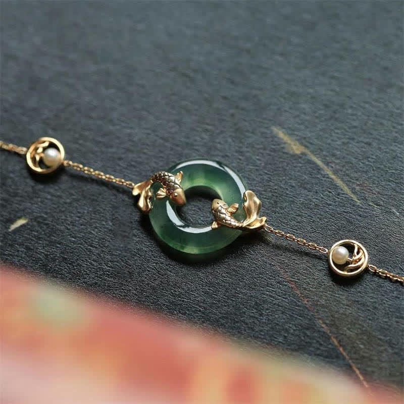 KarmaRipple's Cyan Jade Koi Fish Balancing Balance Bracelet p2