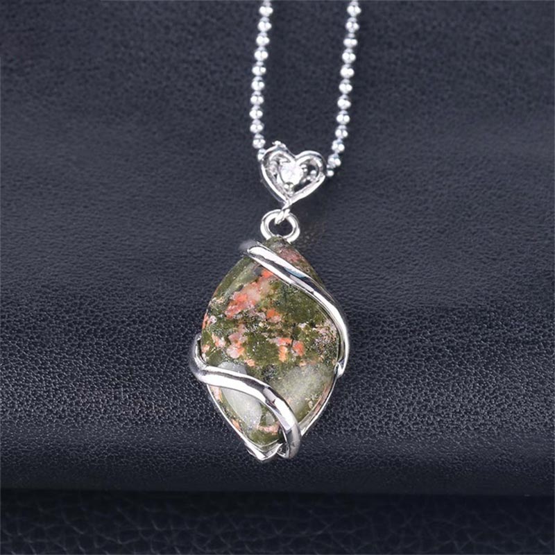 KarmaRipple's Marquise Pattern Authentic Gemstone Stone Talisman Pendant Necklace p42