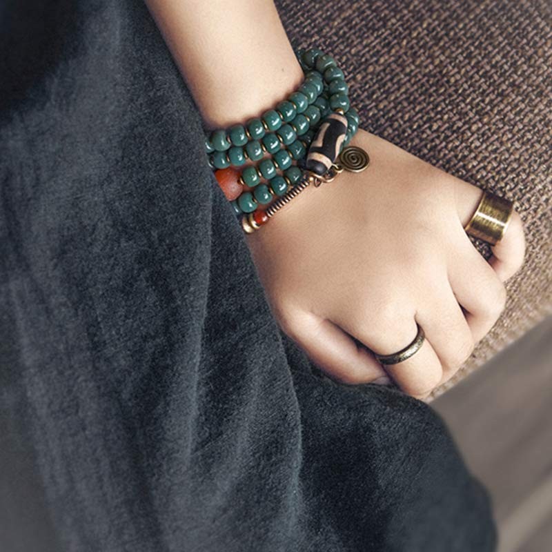 KarmaRipple's 108 Mala Beadwork Bodhi Seed Dzi Bead Wisdom Bracelet p9