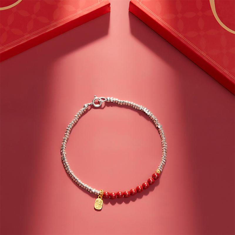 KarmaRipple's 925 Sterling Silver Cinnabar Fu Character Blessing Bracelet p8