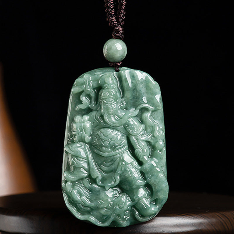 KarmaRipple's Authentic Jade Guan Gong Amulet Wealth Pendant Necklace p7
