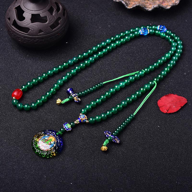 KarmaRipple's 108 Mala Beadwork Authentic Green Agate Bodhisattva Green Tara Manifestation Talisman Bracelet p4