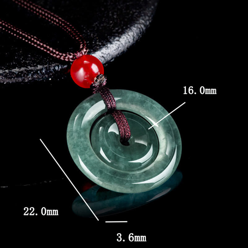 KarmaRipple's Green Jade Double Peace Buckle Abundance Pendant Necklace p11