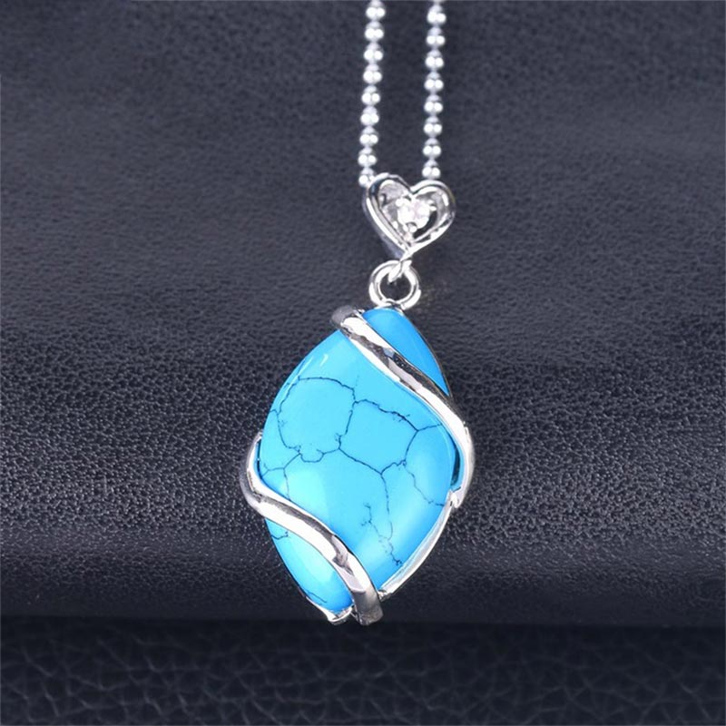 KarmaRipple's Marquise Pattern Authentic Gemstone Stone Talisman Pendant Necklace p46