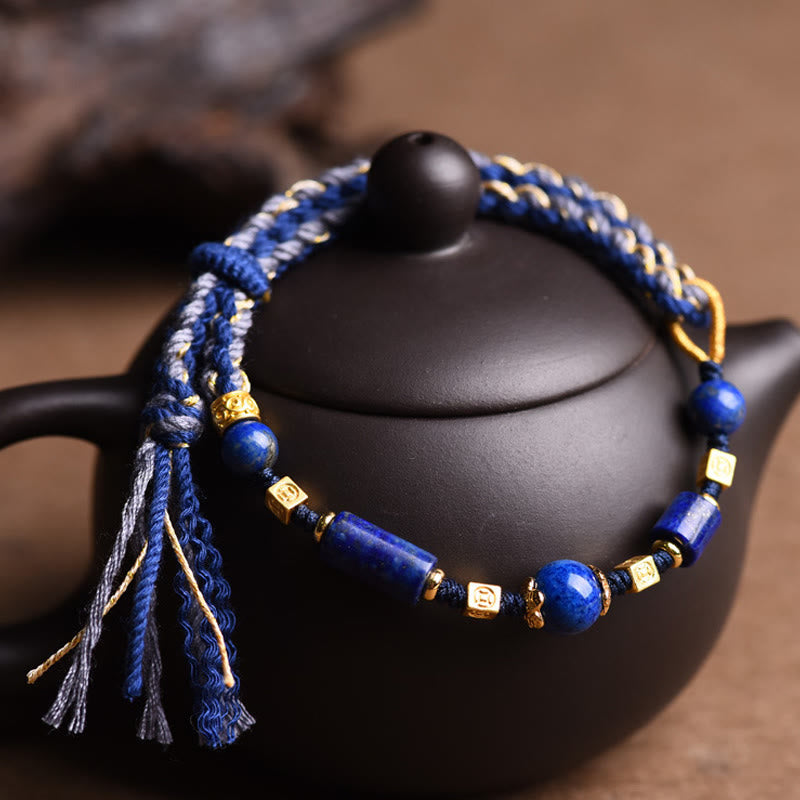 KarmaRipple's Handmade Authentic Lazurite Bead Positive Rope Bracelet p3