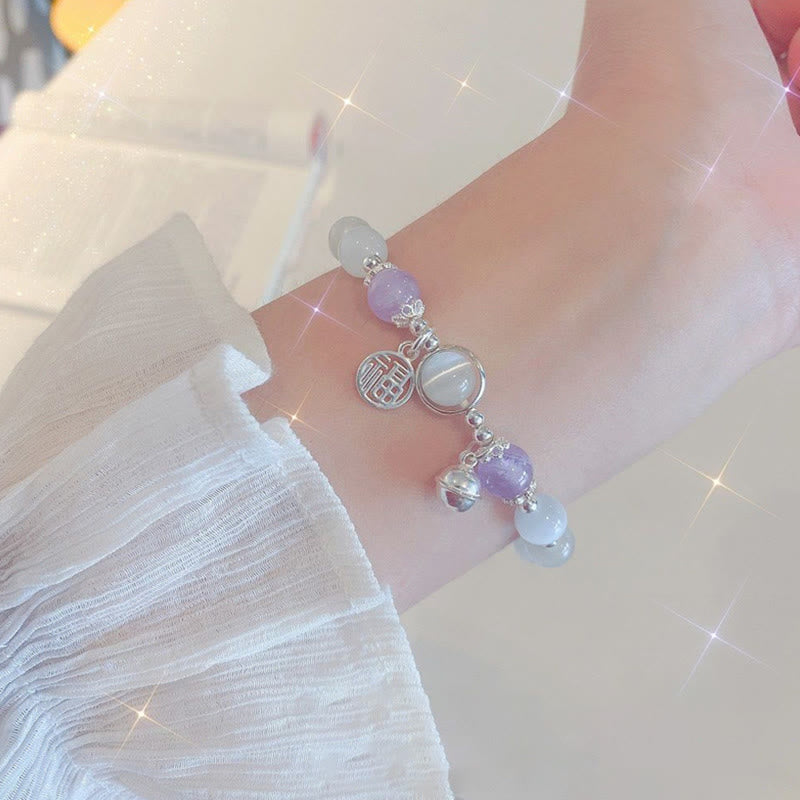 KarmaRipple's Cat's Eye Amethyst Fu Character Bell Talisman Support Bracelet p2