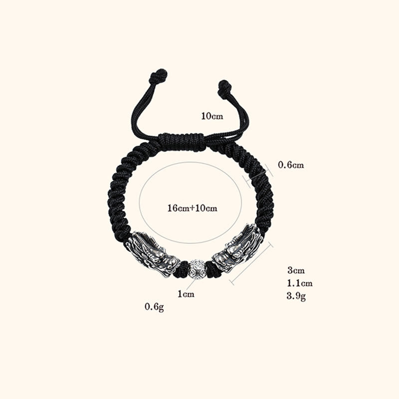 KarmaRipple's 999 Sterling Silver Double Dragon Fortune Handmade Woven Bracelet p11