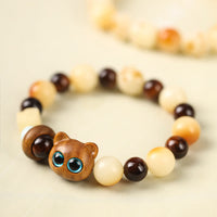 KarmaRipple's Authentic Bodhi Seed Sandalwood Fortunate Cute Cat Head Paw Claw Peace Bracelet