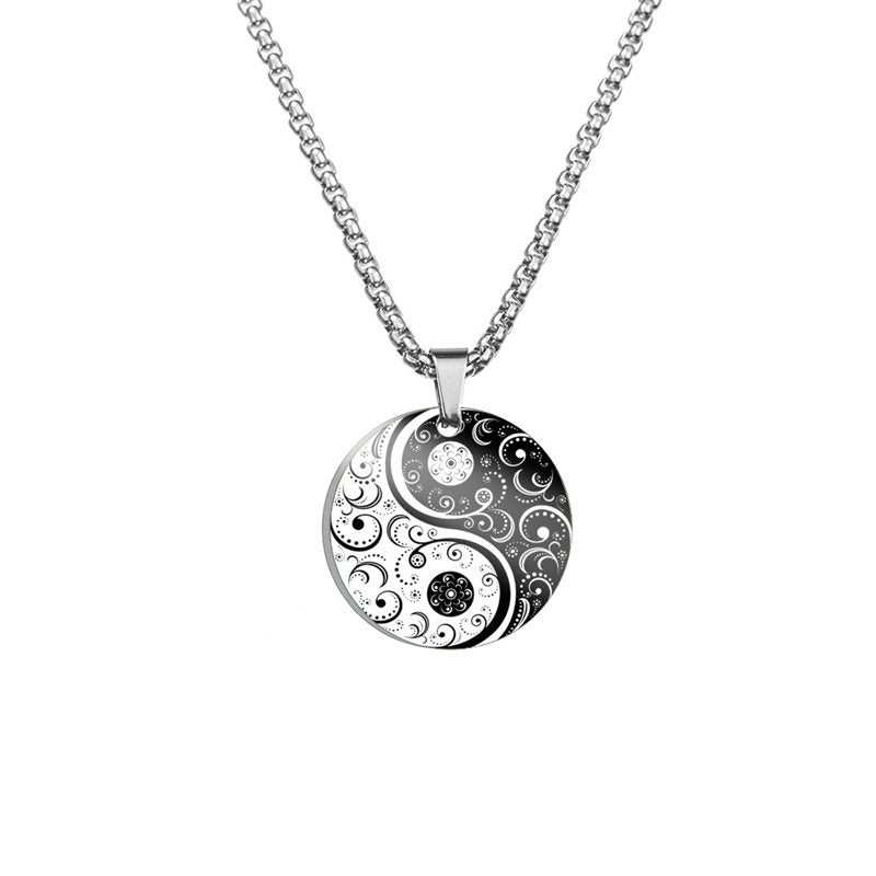 KarmaRipple's Yin Yang Koi Fish Dragon Titanium Steel Balance Pendant Necklace ( p23