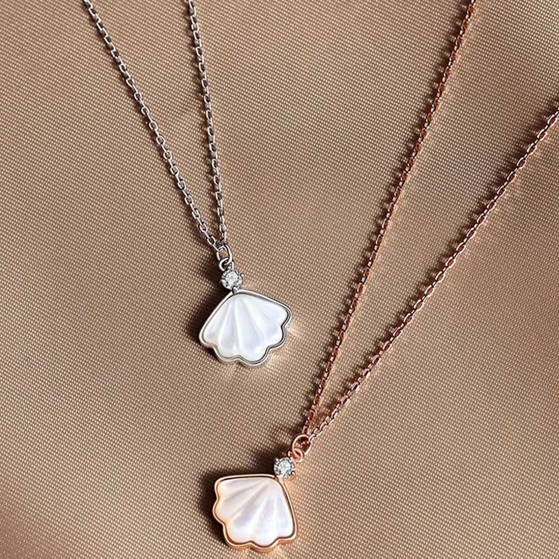 KarmaRipple's 925 Sterling Silver Tridacna Stone Shell Blessing Pendant Necklace Bracelet Earrings Jewelry Set p13