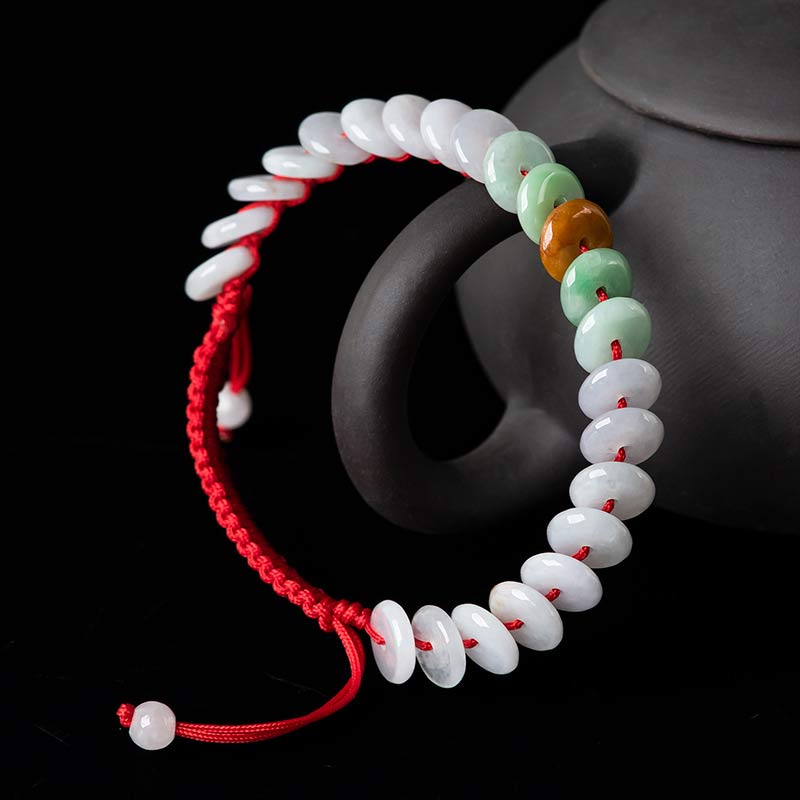 KarmaRipple's Round Jade Fortunate Red String Weave Bracelet p13