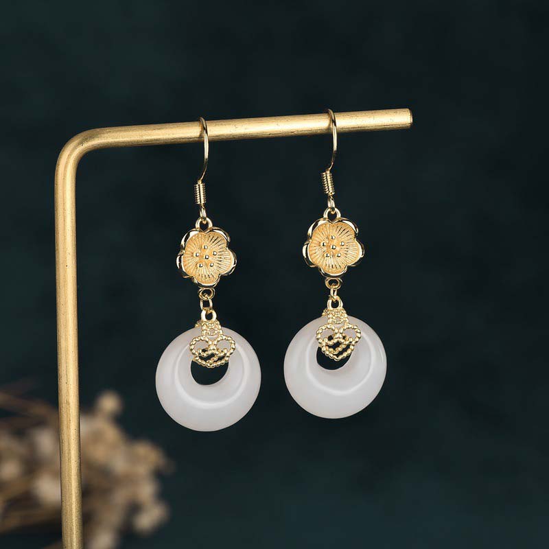 KarmaRipple's FengShui Ivory Jade Blessing Drop Earrings p31