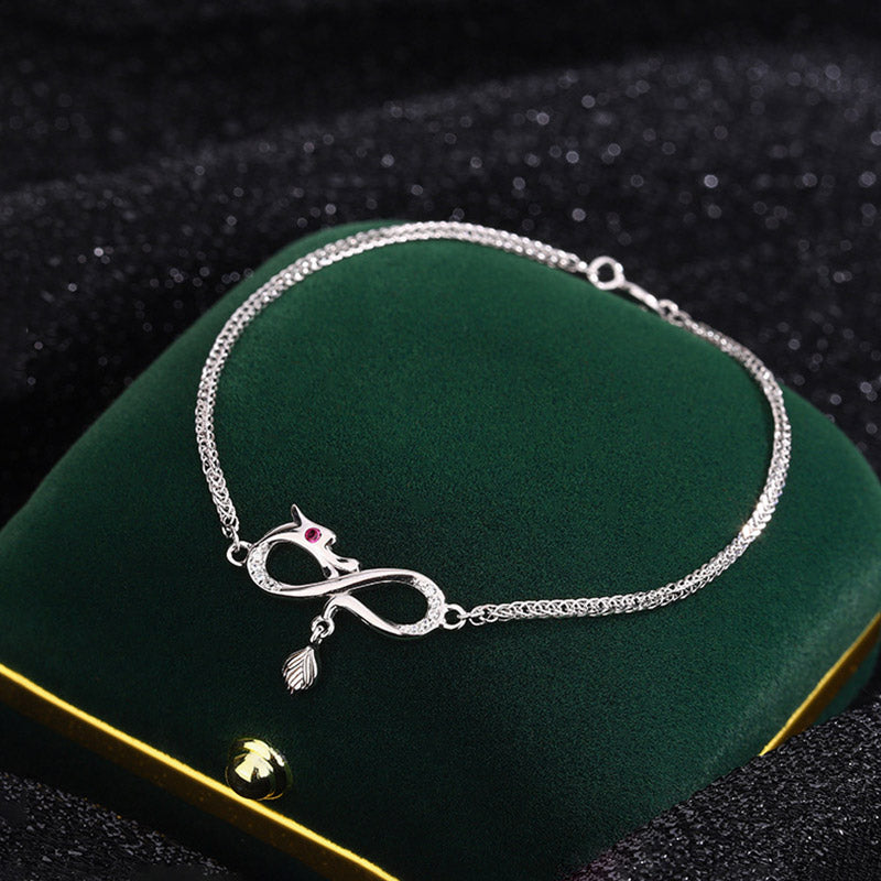 KarmaRipple's Year Of The Dragon 999 Sterling Silver Zircon Endless Weave Tail Talisman Fortune Protection Bracelet p1