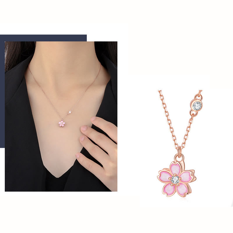 KarmaRipple's 925 Sterling Silver Cherry Blossom Flower Rotatable Protection Pendant Necklace p10
