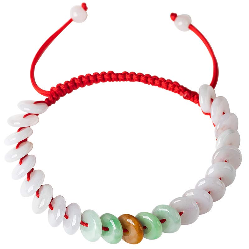 KarmaRipple's Round Jade Fortunate Red String Weave Bracelet p18