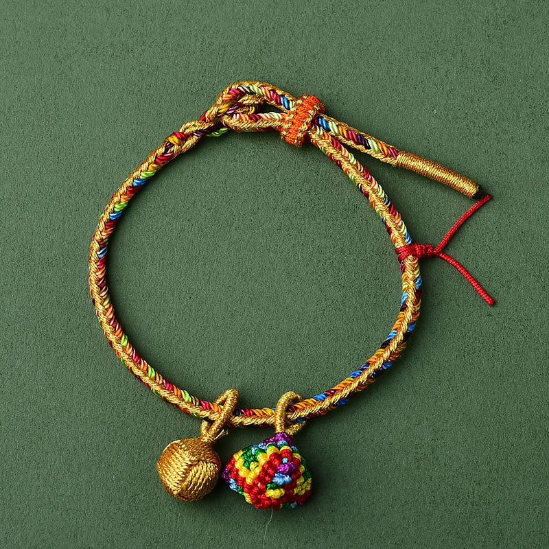 KarmaRipple's Colorful Rope Fortune Handmade Zongzi Golden Ball Talisman Bracelet p3