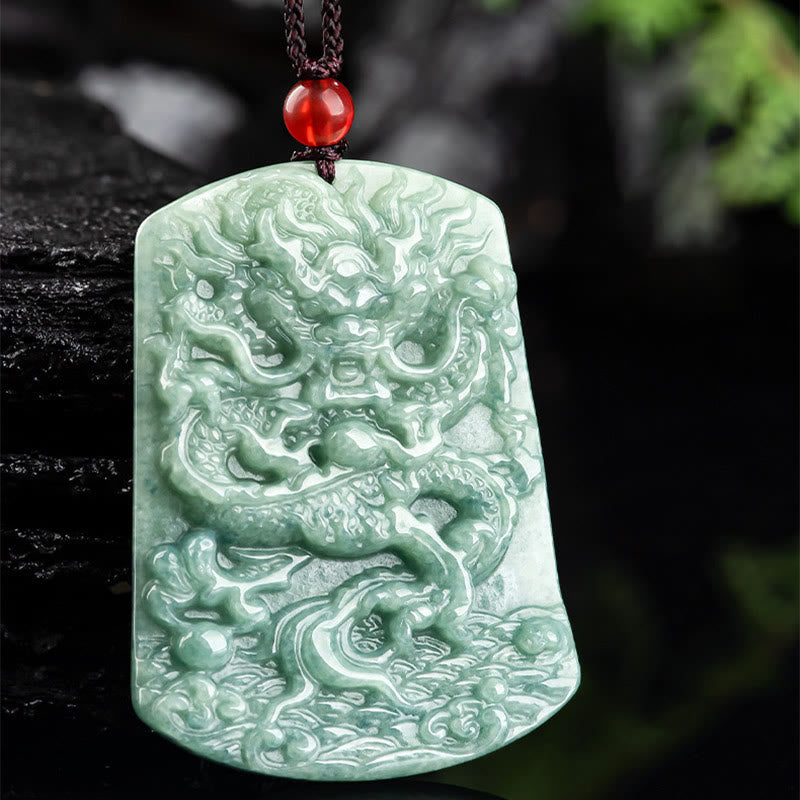 KarmaRipple's Authentic Jade Chinese Zodiac Dragon Sea Fortune String Pendant Necklace p6