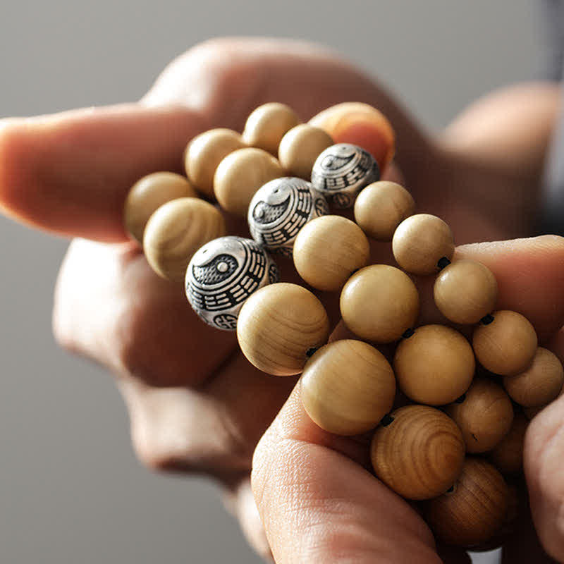 KarmaRipple's Tibet Peach Wood Lotus Cinnabar Bagua Yin Yang Fortune Wealth Bracelet p13