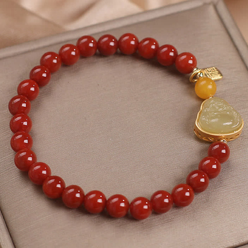 KarmaRipple's Laughing Buddha Red Agate Jade Confidence Bracelet p6