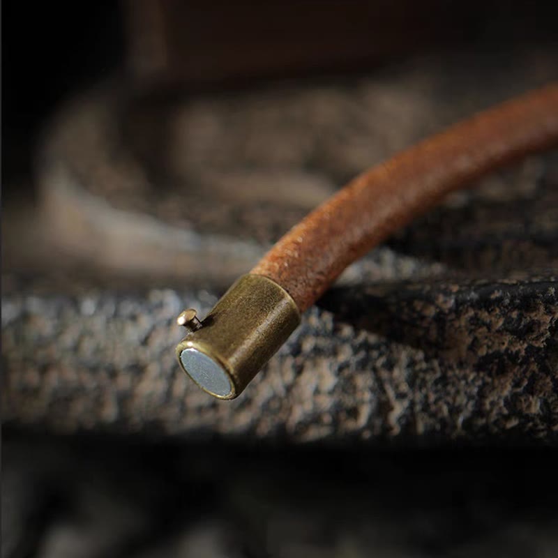 KarmaRipple's Retro Leather Fortune Balancing Bronze Magnetic Buckle Bracelet p9