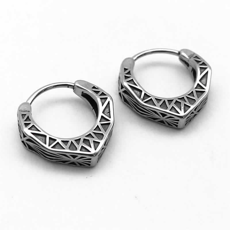 KarmaRipple's Viking Hoop Titanium Steel Balance Earrings p7