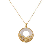 KarmaRipple's Ivory Jade Koi Fish Titanium Steel Prosperity Pendant Necklace