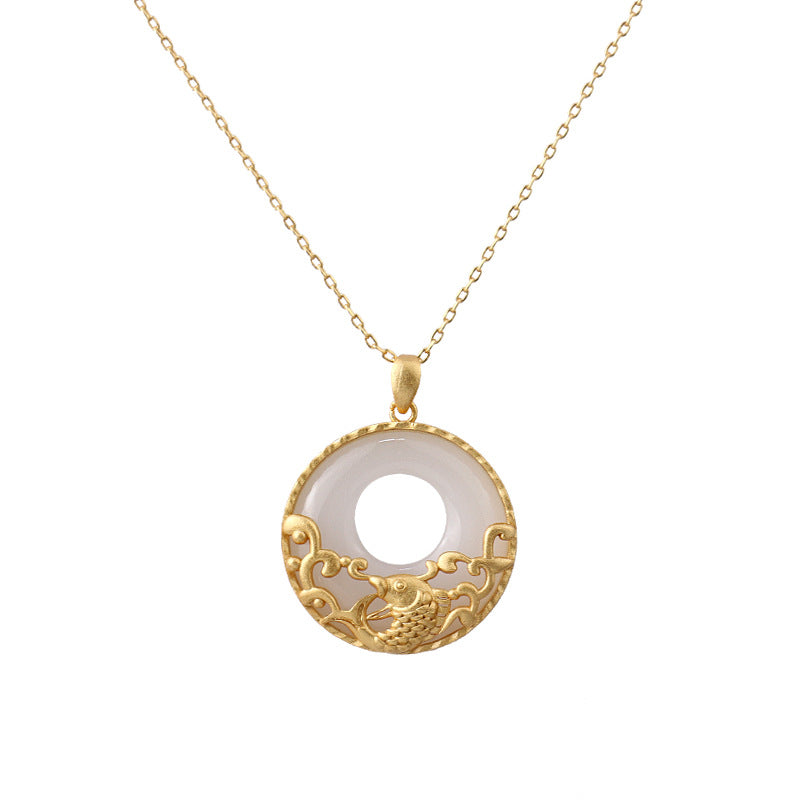 KarmaRipple's Ivory Jade Koi Fish Titanium Steel Prosperity Pendant Necklace p8