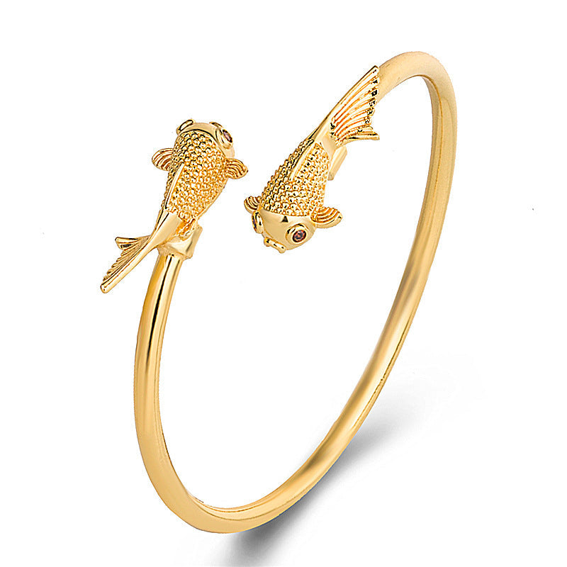 KarmaRipple's Double Koi Fish Bronze Prosperity Wealth Bracelet p1