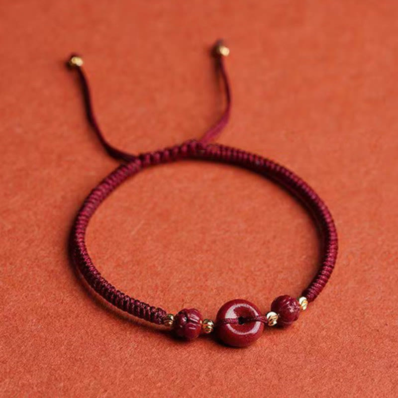 KarmaRipple's Handmade Cinnabar Peace Buckle Lotus Calm Blessing Woven Rope Bracelet p6