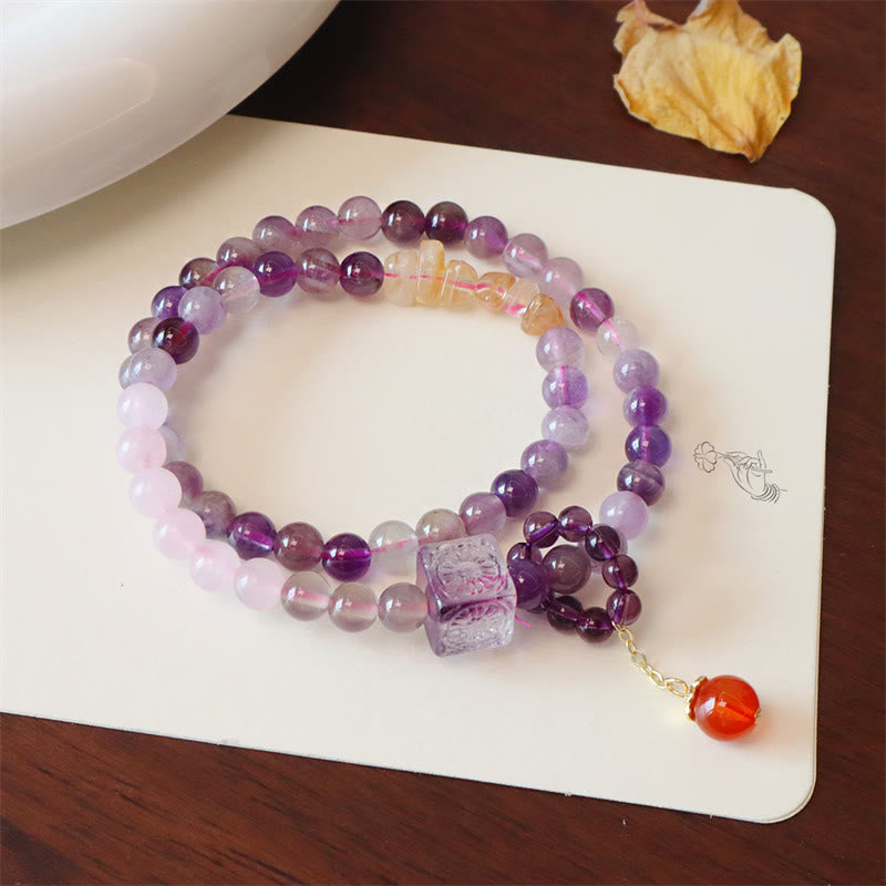 KarmaRipple's Authentic Amethyst Citrine Positive Transformation Double Wrap Bracelet p10