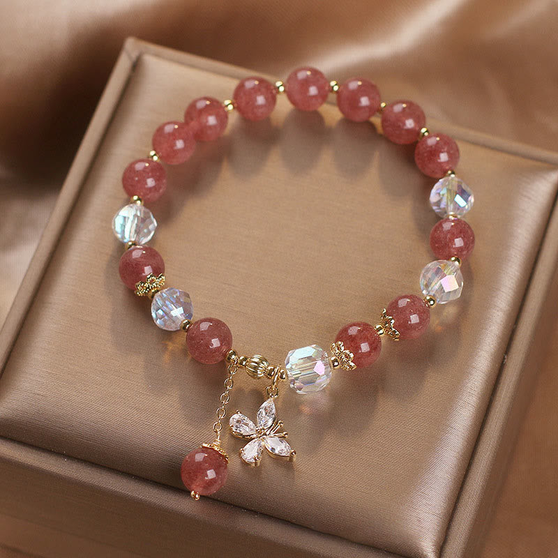 KarmaRipple's Authentic Strawberry Quartz Love Balancing Butterfly Talisman Bracelet p5
