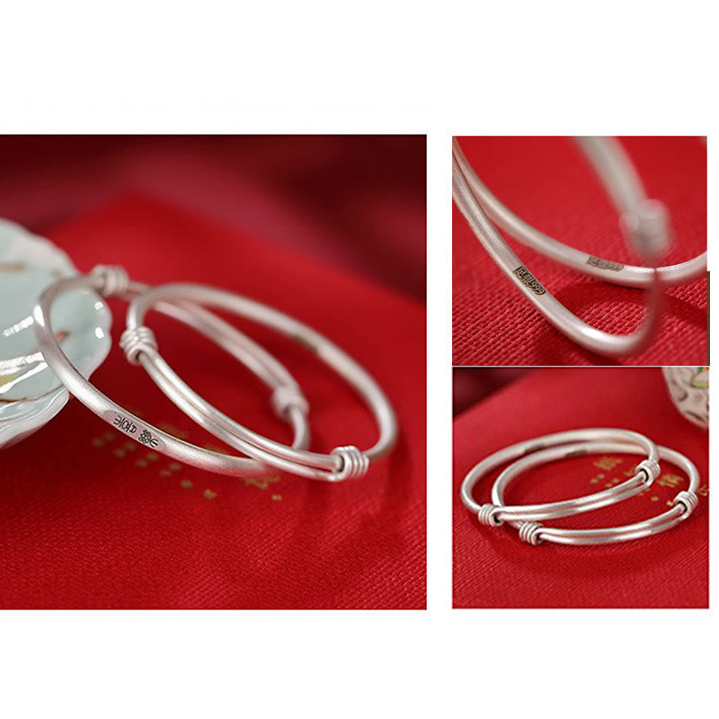 KarmaRipple's 999 Sterling Silver Peace And Joy Protection Kids Child Bracelet Bangle p6