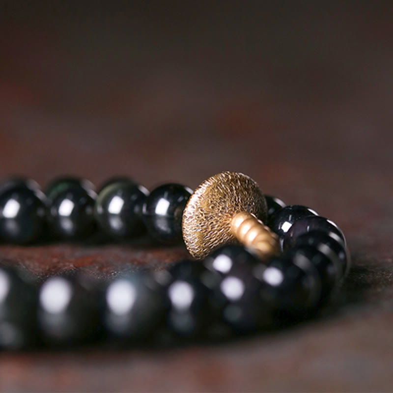 KarmaRipple's Rainbow Obsidian Bronze Love Double Wrap Bracelet p7