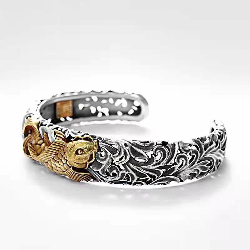 KarmaRipple's Koi Fish Grass Pattern Prosperity Wealth Bracelet Bangle p4